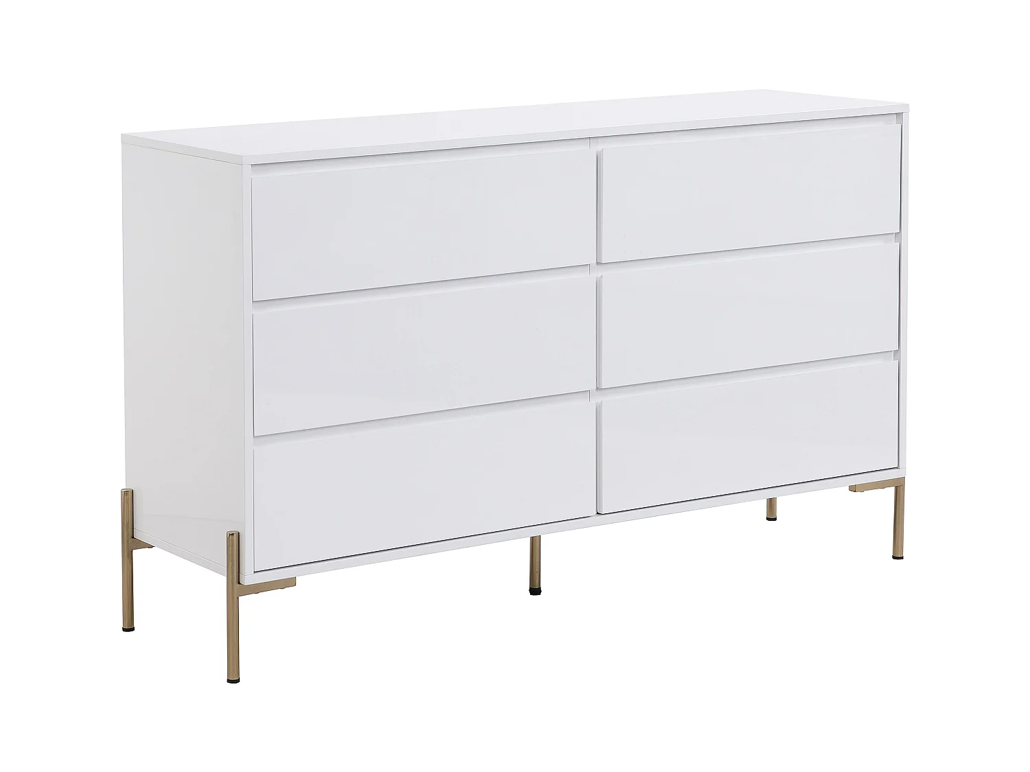 Kommode mit 6 Schubladen - MDF & Metall - Weiß lackiert & Goldfarben - KORASA von Pascal Morabito