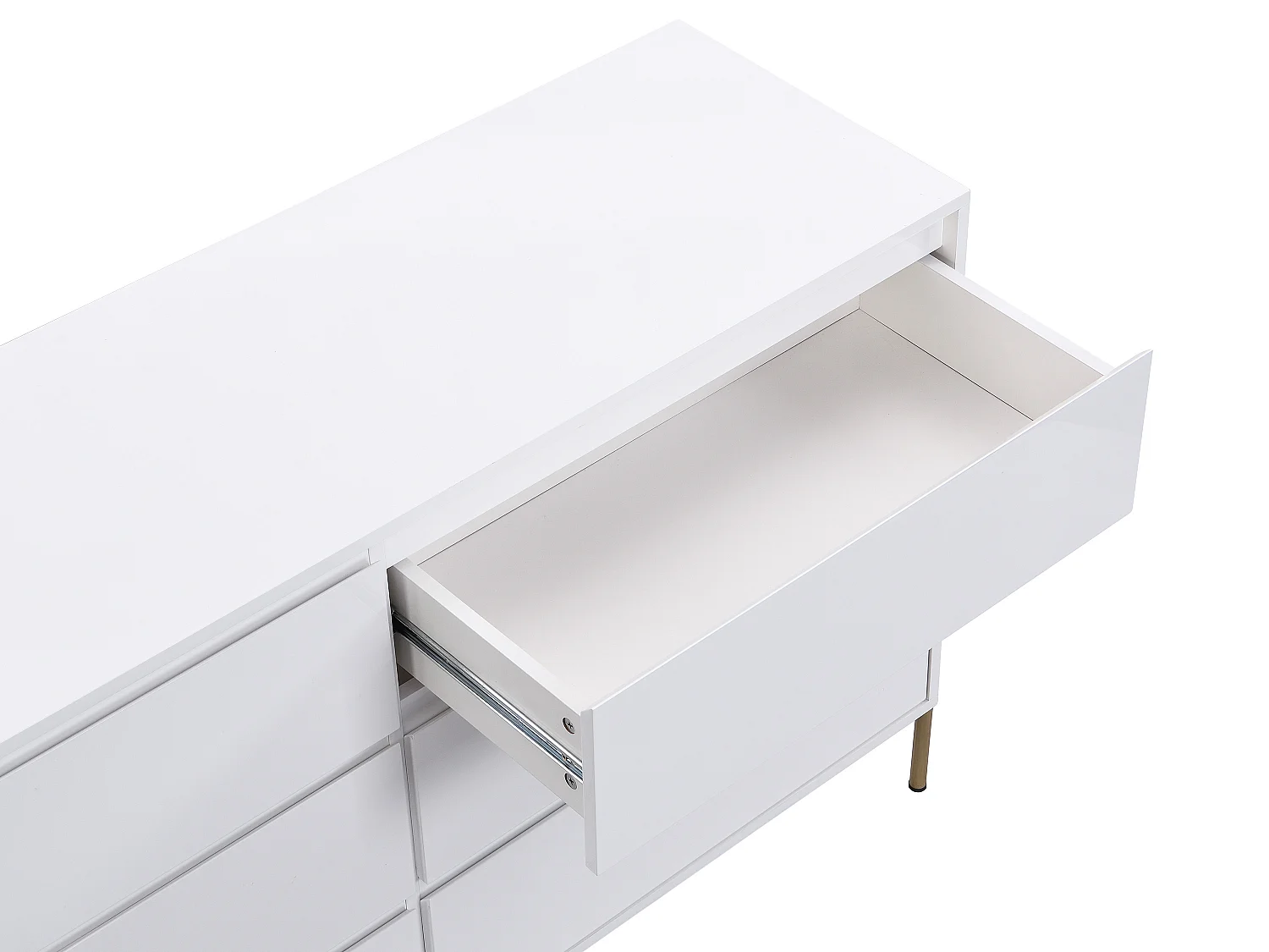 Ladekast met 6 lades - Mdf en metaal - Wit gelakt en goudkleurig - KORASA - van Pascal Morabito