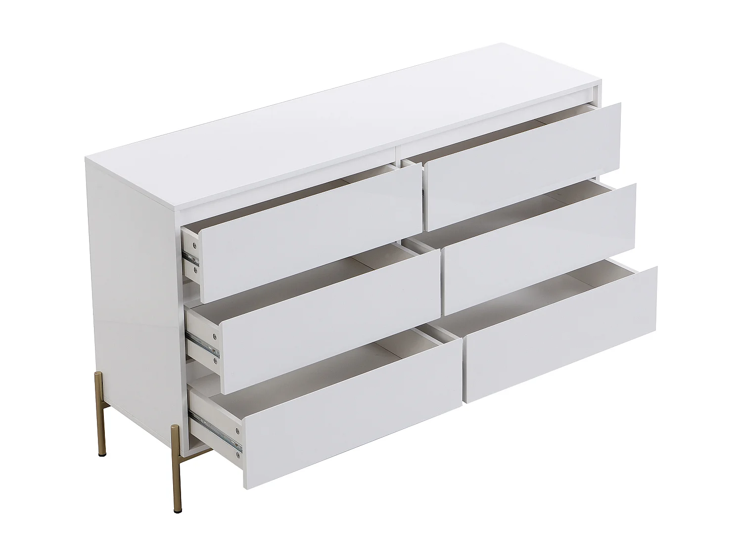 Ladekast met 6 lades - Mdf en metaal - Wit gelakt en goudkleurig - KORASA - van Pascal Morabito