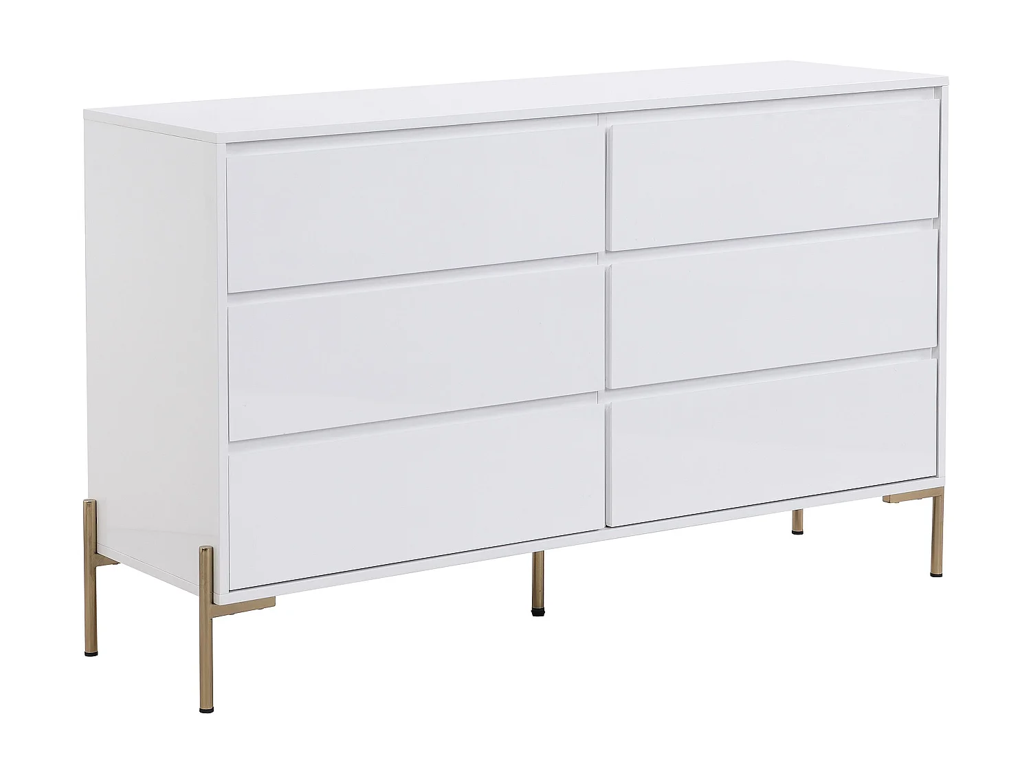 Ladekast met 6 lades - Mdf en metaal - Wit gelakt en goudkleurig - KORASA - van Pascal Morabito
