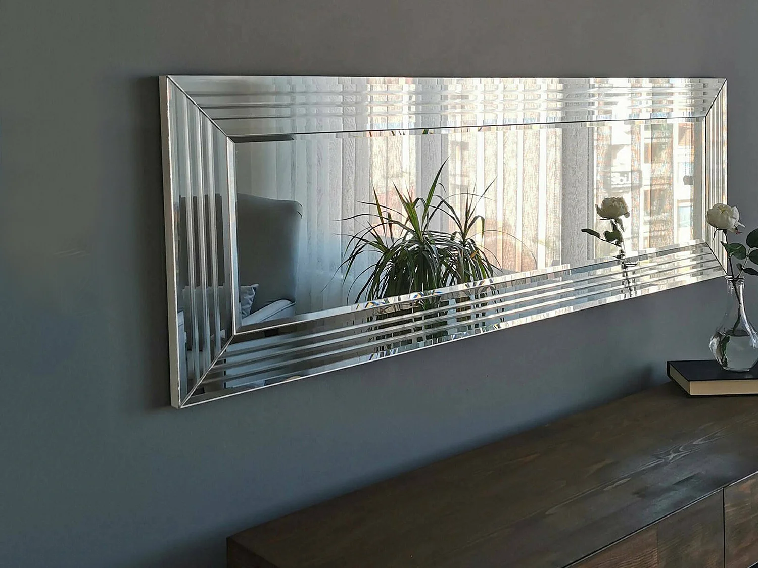 MIroir Nanto, Forme Rectangulaire, 2,2x40H cm Argent