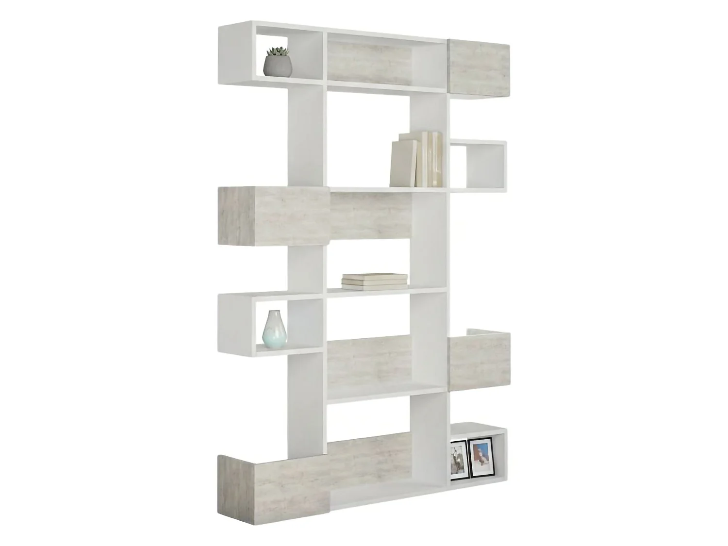 Bücherregal Sally, 7 Regalböden, 120x20x171h cm Weiß, Wandmontage, Tragkraft je Boden 25