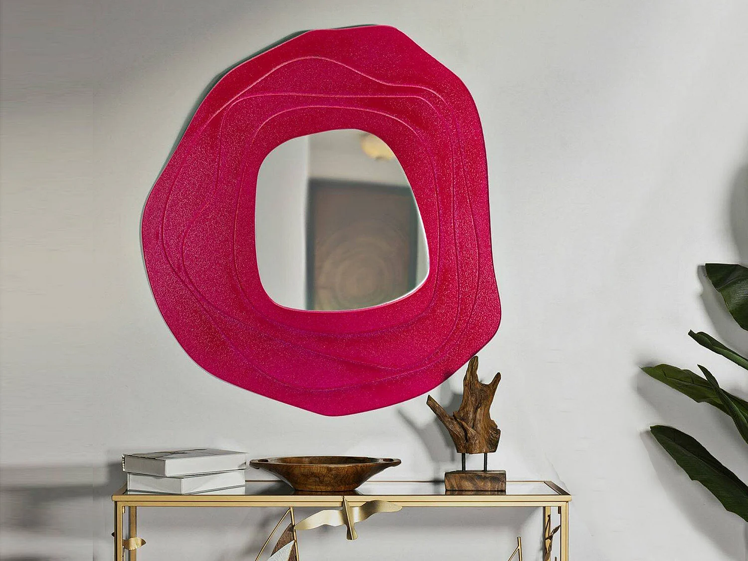 Miroir Brennero, Structure en Bois Nobilité, 4x97h cm Rose Fuchsia
