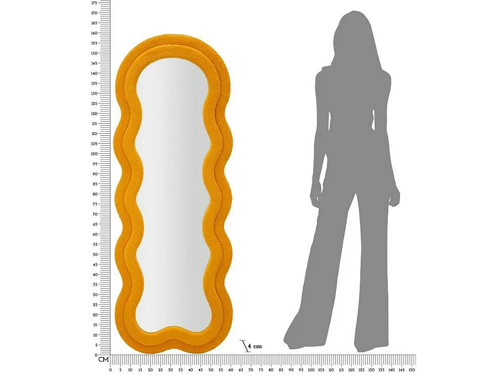 Miroir Bottarone, Structure en Bois Noble, 4x160h cm Jaune Ocre