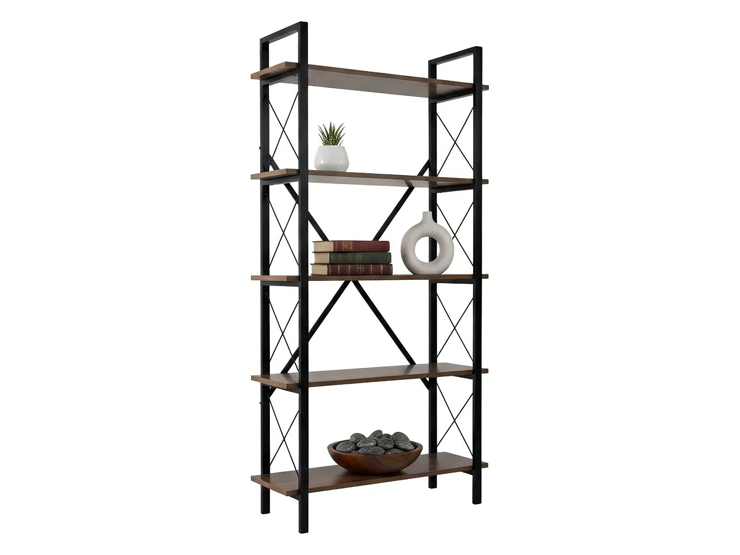 Étagère Suriel, 5 étagères, 33,5x90x180h cm, Marron, Bibliothèque