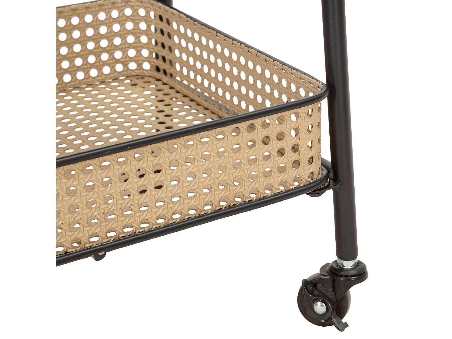Carrello Fapaga, 3 Ripiani, 60x30x80h cm Marrone, Ruote, Finitura Effetto Paglia di Vienna