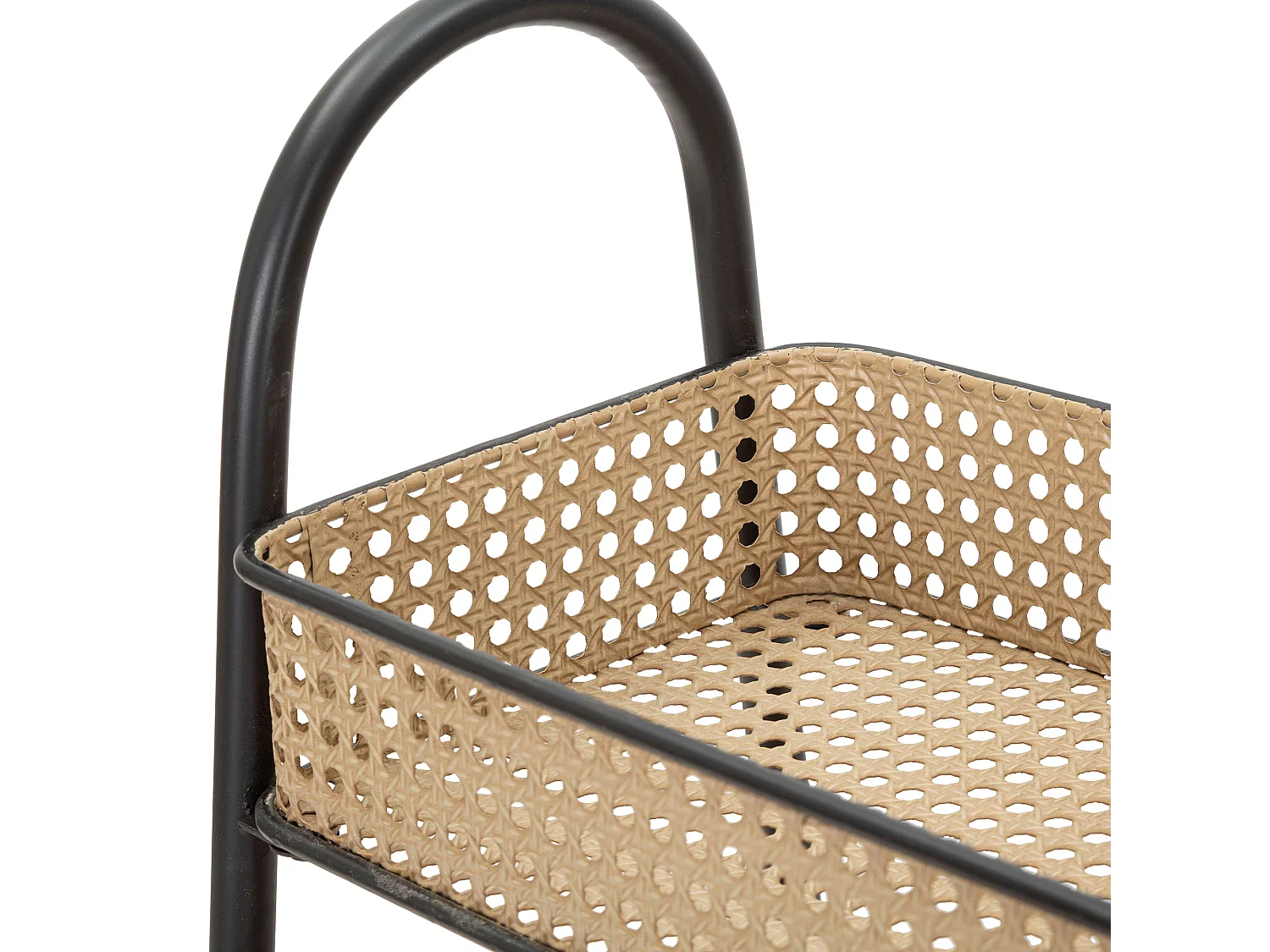 Carrello Fapaga, 3 Ripiani, 60x30x80h cm Marrone, Ruote, Finitura Effetto Paglia di Vienna