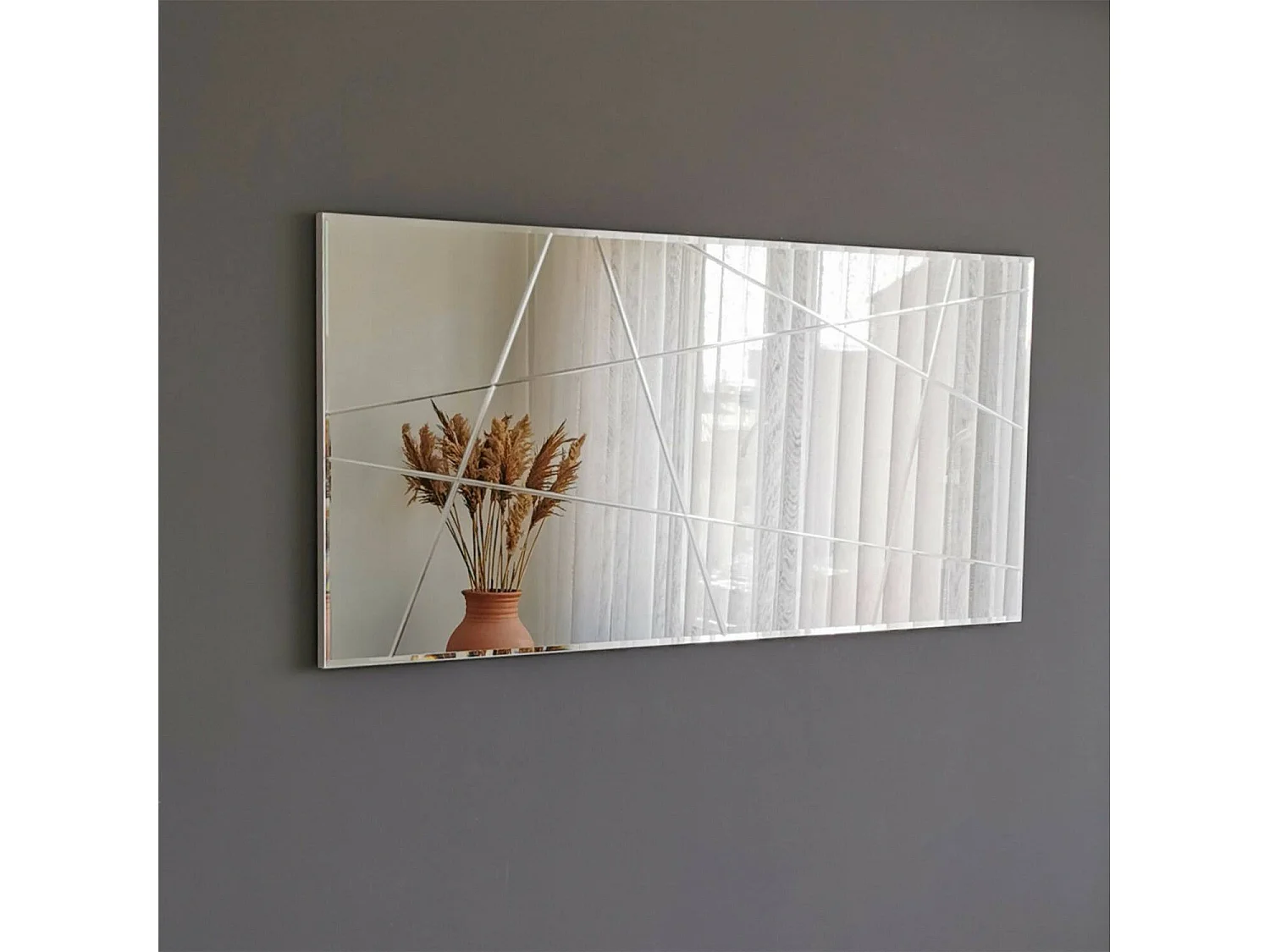 Miroir Thalatte, Structure en bois mélaminé, 2.2x62h cm Argent