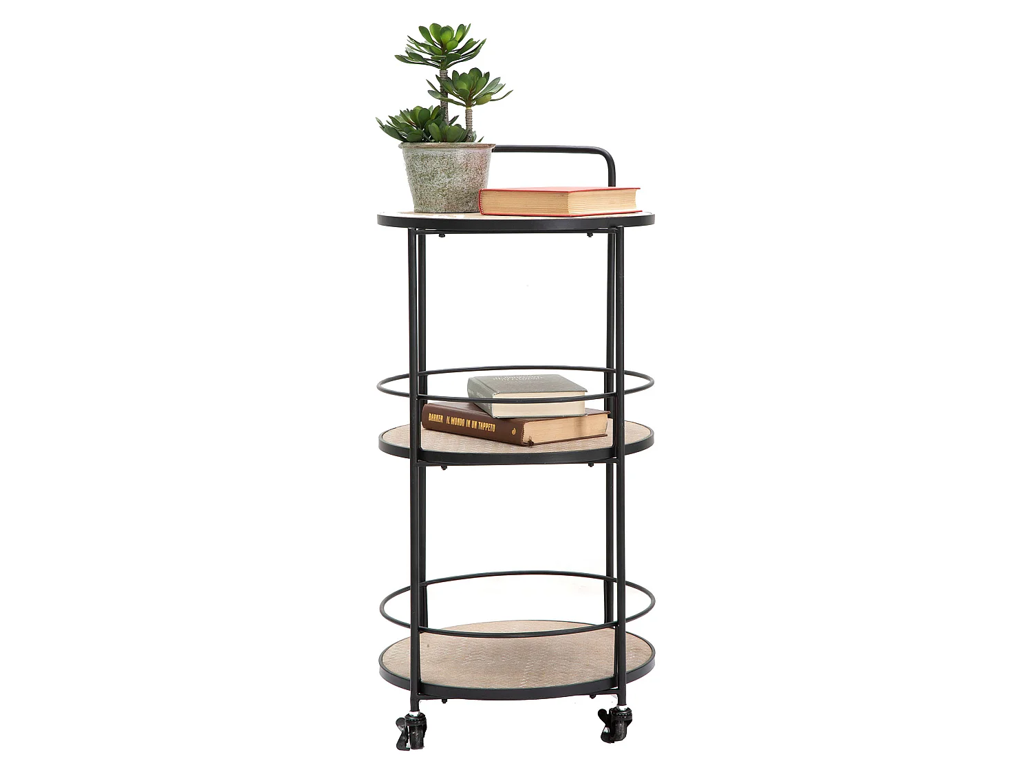Carrello Ganaro, 3 Ripiani, 40x42x82h cm Marrone, Ruote, Colore Struttura Nero