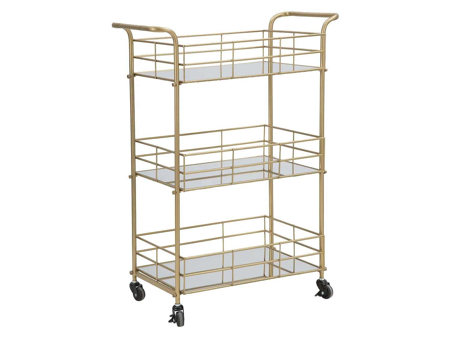 Carrello Arviat, 3 Ripiani, 60x31x80h cm oro, Ruote, Sfumatura Colore Struttura Fume