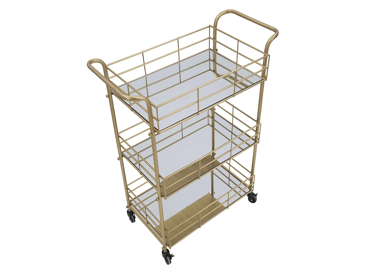 Carrello Arviat, 3 Ripiani, 60x31x80h cm oro, Ruote, Sfumatura Colore Struttura Fume