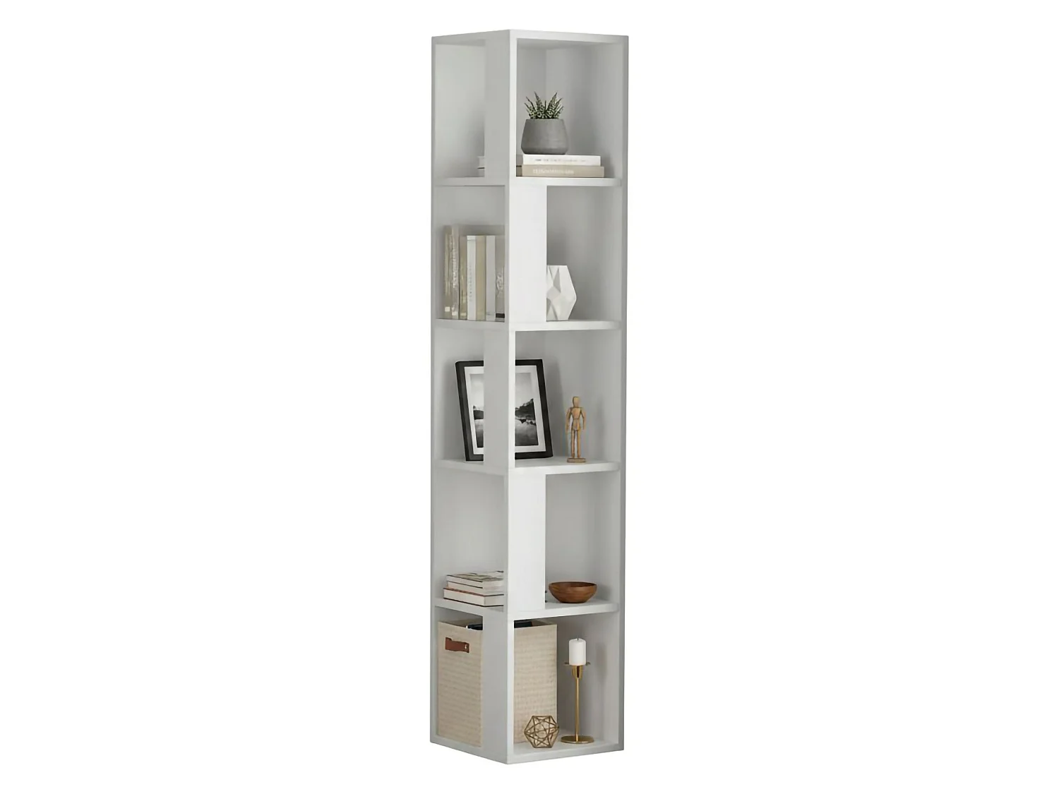 Bücherregal Herman, 4 Regalböden, 34x34x161h cm Weiß, Bibliothek, Wandmontage, Tragkraft je Boden 2