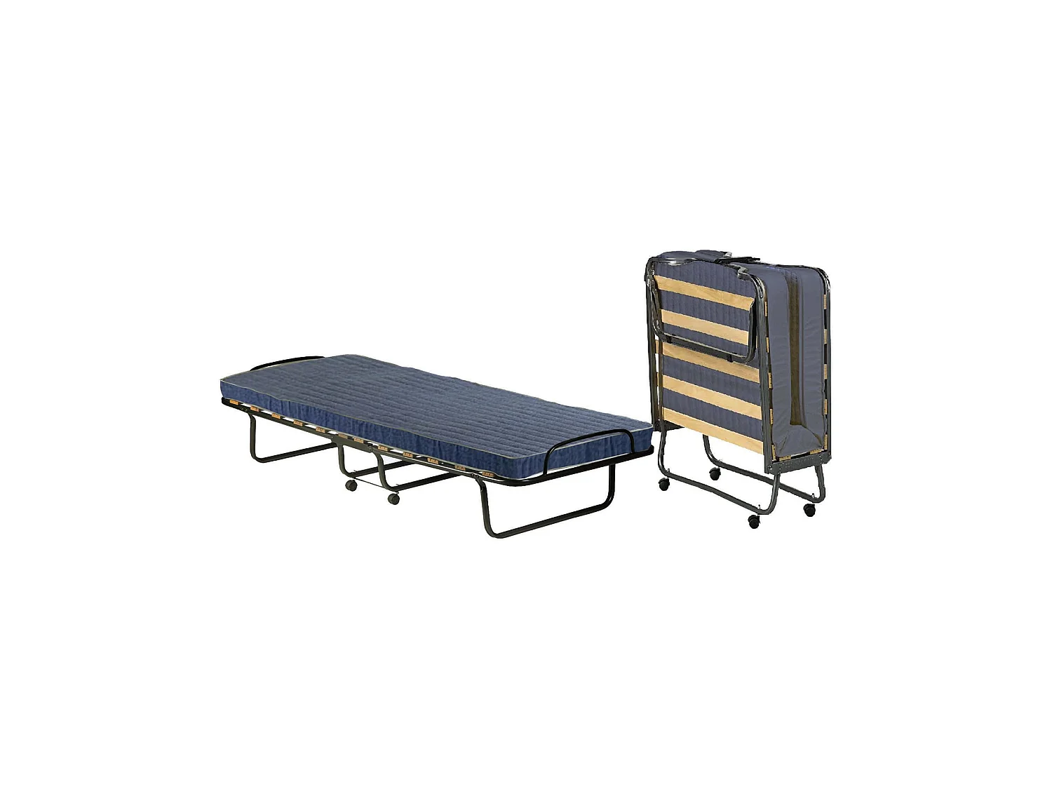 Letto Pieghevole Fosca, Materasso Incluso Made in Italy, Nero Jeans, Brandina