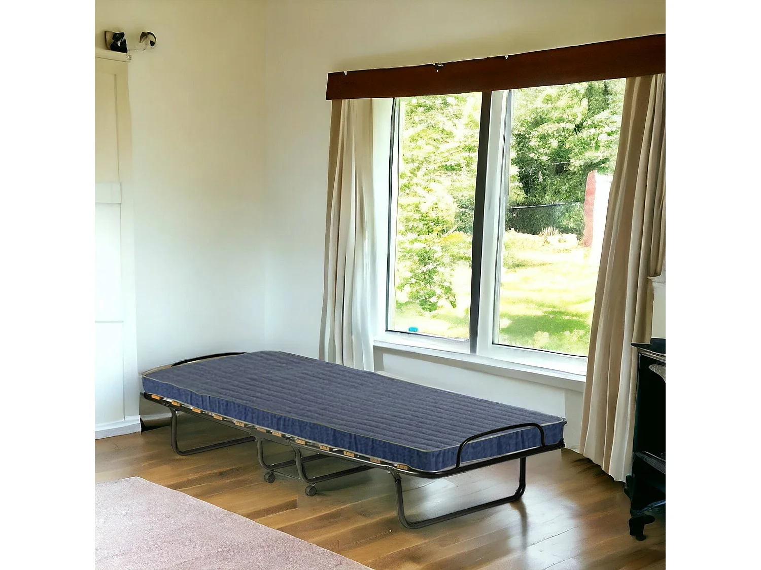 Letto Pieghevole Fosca, Materasso Incluso Made in Italy, Nero Jeans, Brandina