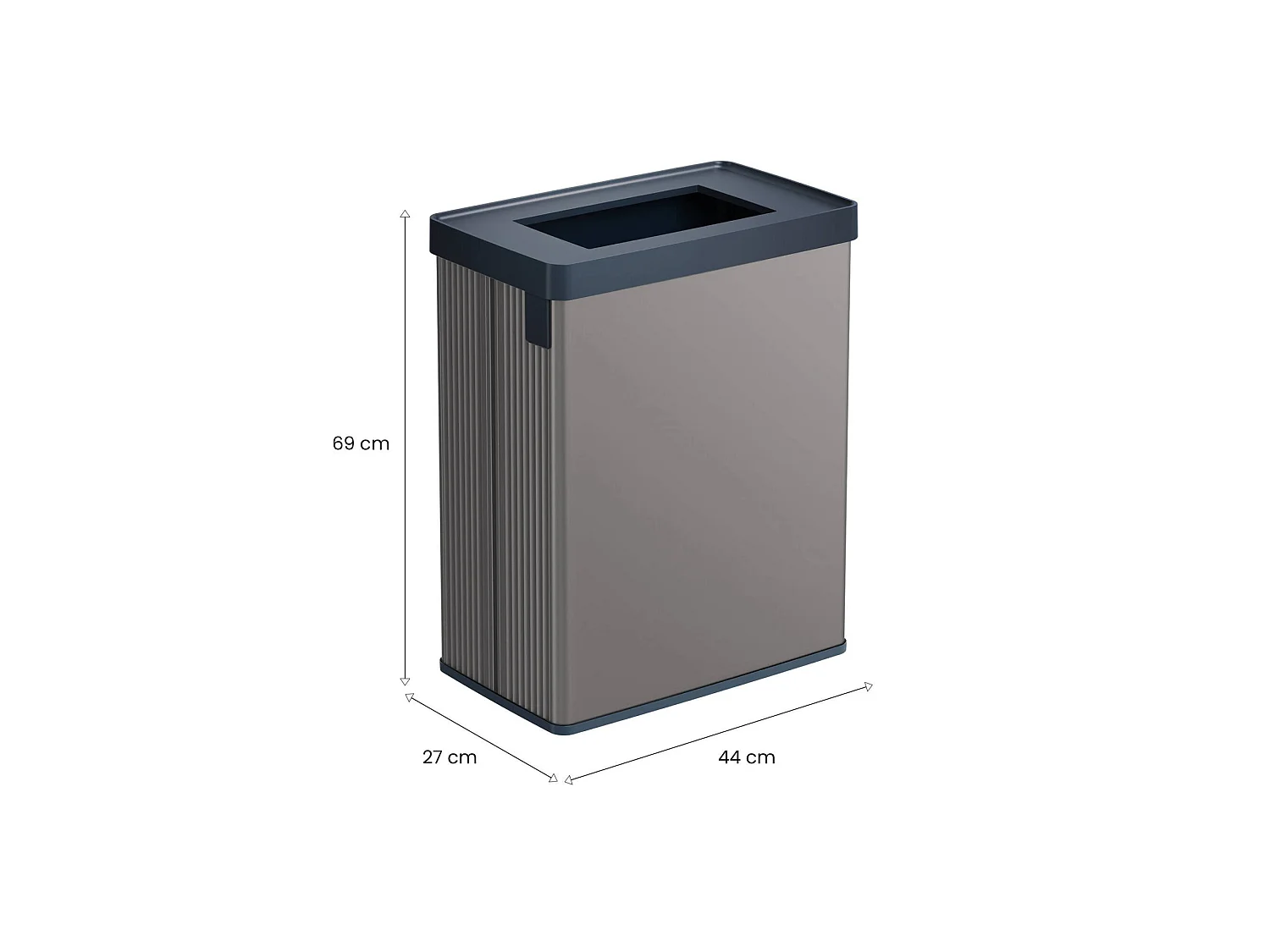 Poubelle Longueuil, Capacité 54 L, 27x44x69h cm Gris Foncé