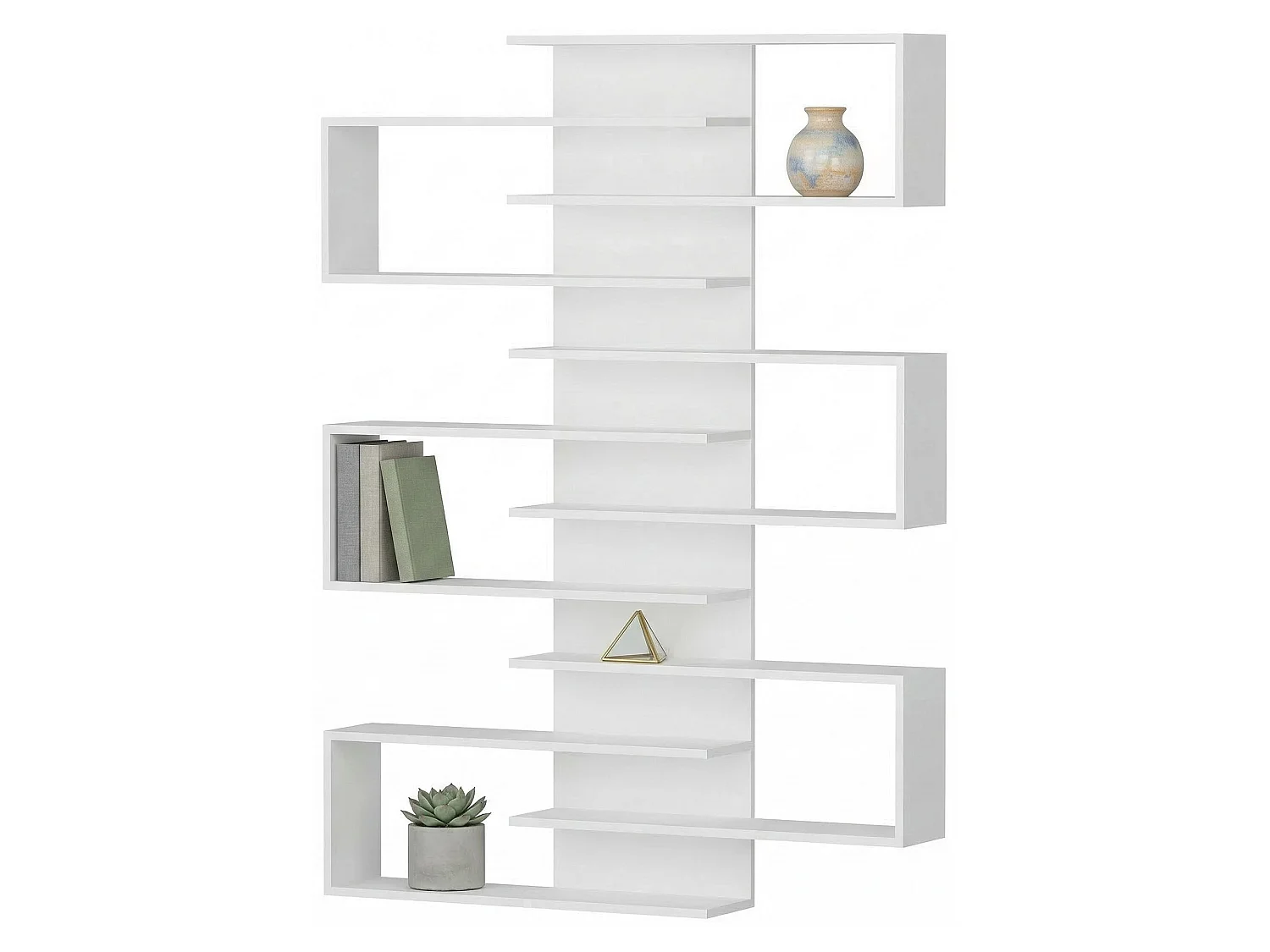Bücherregal Trenzano, 11 Böden, 75x21x161h cm Weiß, Bibliothek, Wandbefestigung