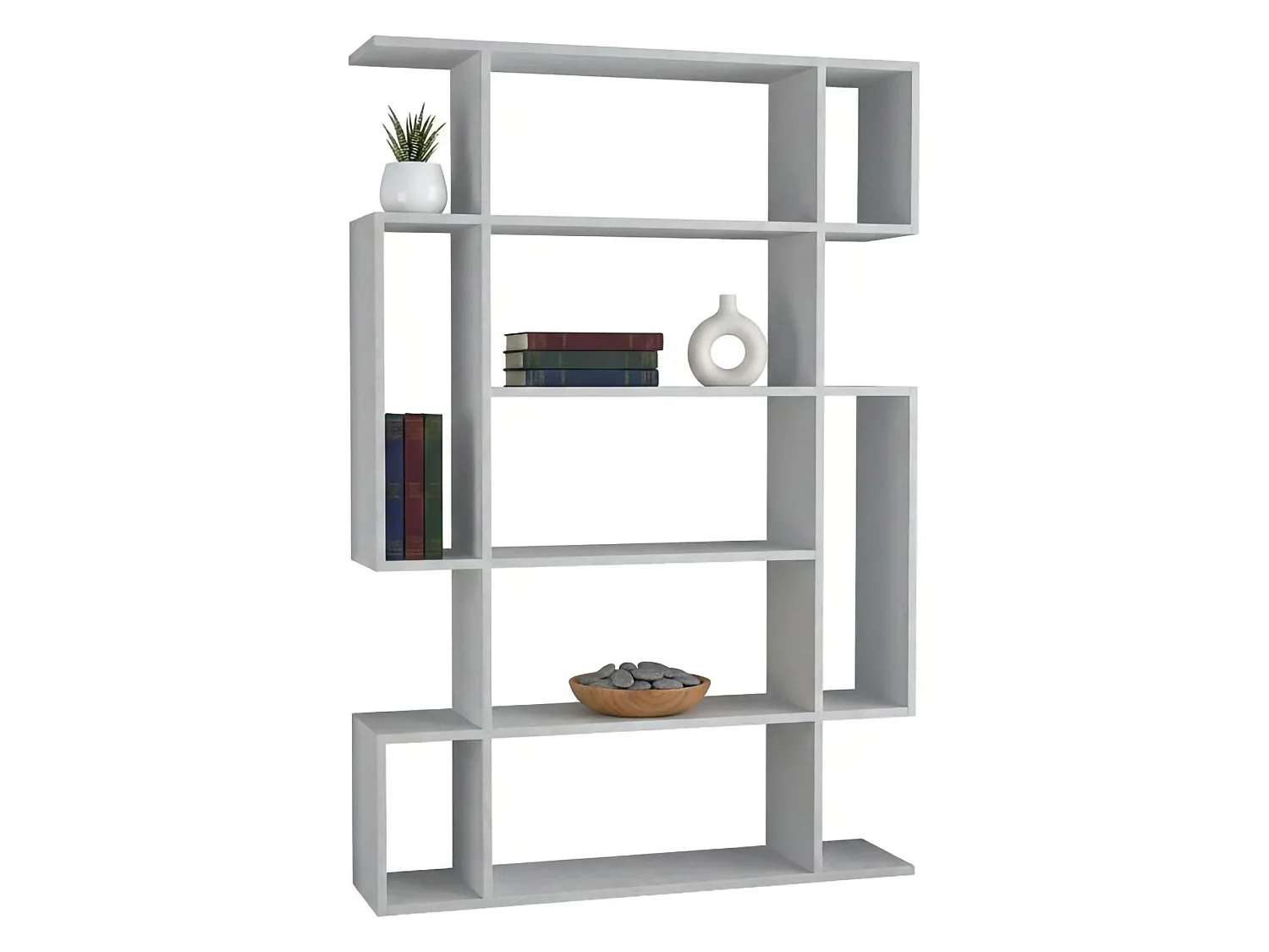 Bücherregal Marcellin, 4 Regalböden, 110x26x161h cm Weiß, Bibliothek, Wandmontage, Tragkraft je Boden 25
