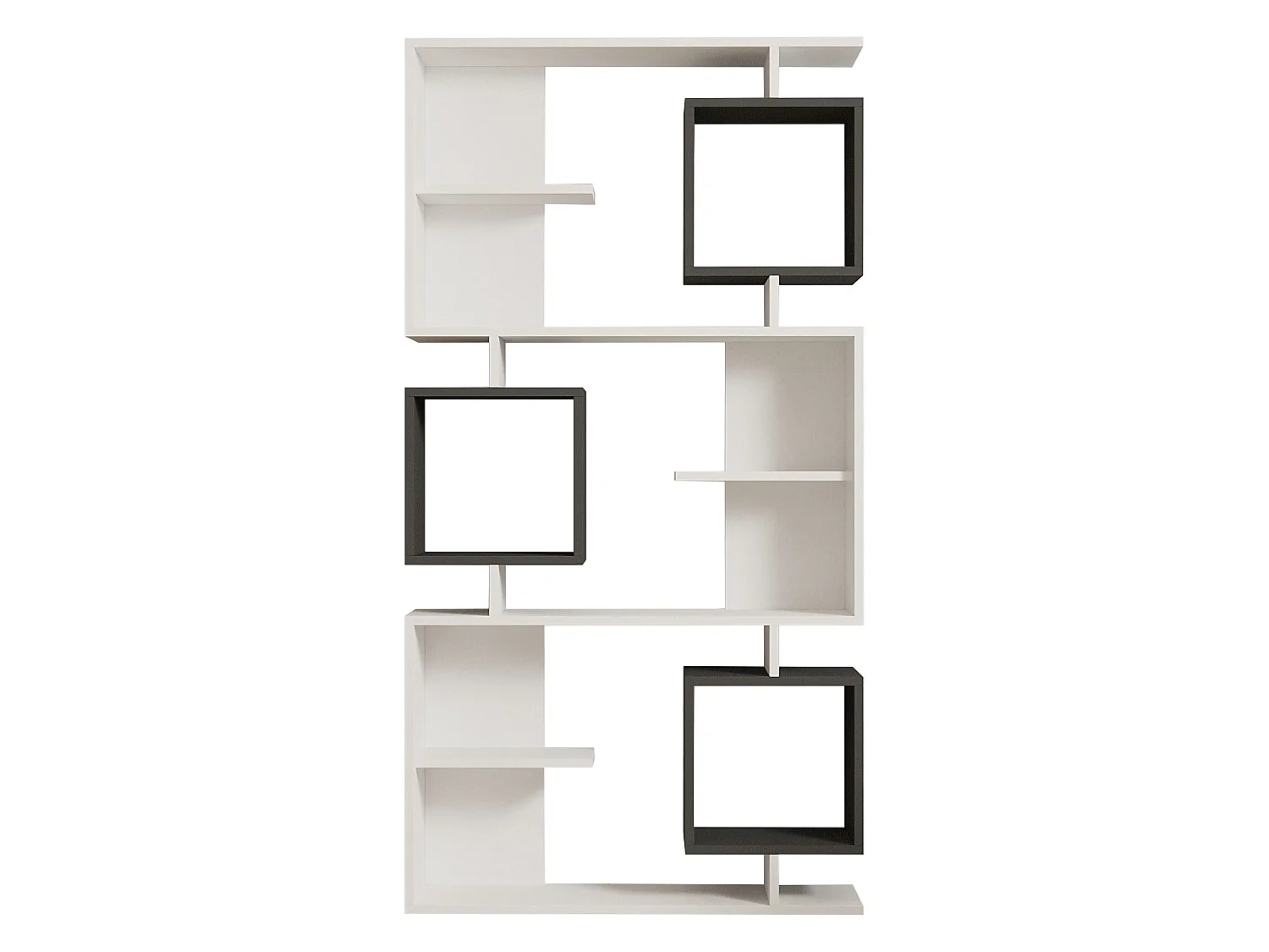 Bücherregal Cergnago, 8 Ebenen, 90x25x172h cm Weiß, Bibliothek, Wandmontage, Farbverlauf Antrazit