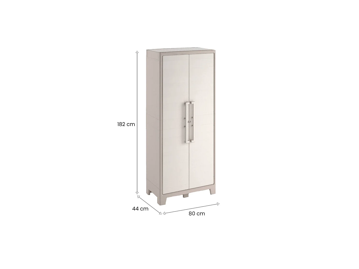 Armario de Exterior Grimsby, 8 Estantes Hecho en Italia, 80x44x182h cm Marrón Arena, Mueble de Jardín, Una puerta, Impermeable