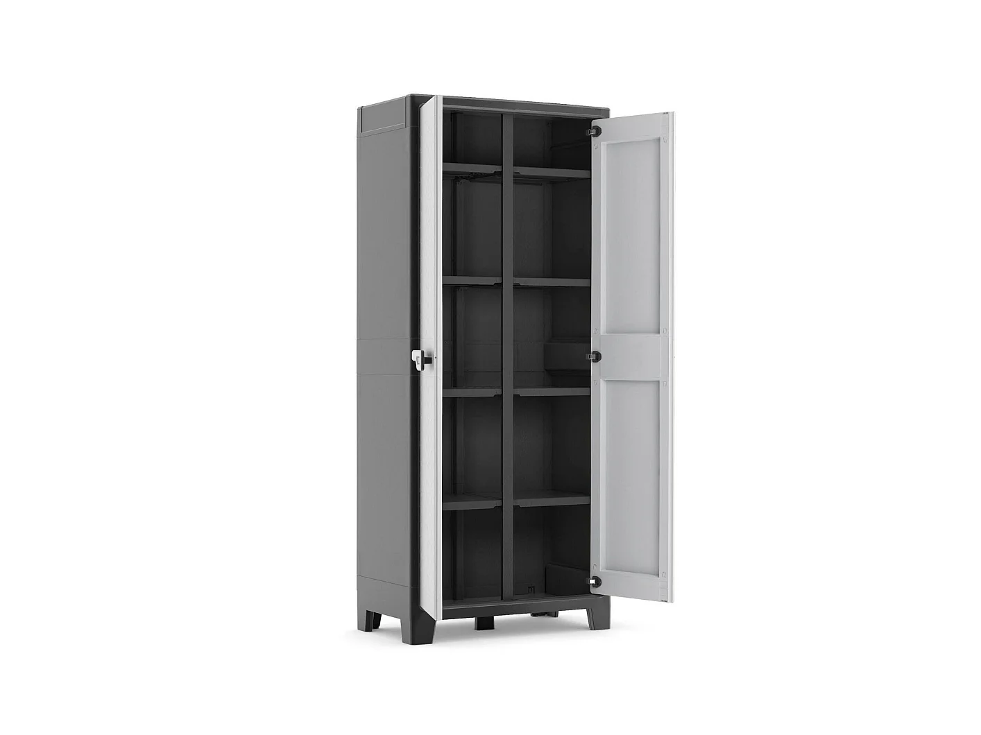 Armario exterior Oshawa, 8 estantes Hecho en Italia, 80x44x182h cm Gris, mueble de jardín, apertura batiente, 2 puertas