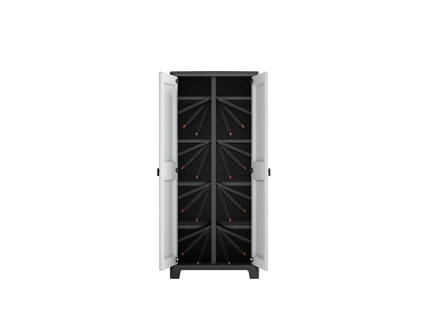 Armario exterior Oshawa, 8 estantes Hecho en Italia, 80x44x182h cm Gris, mueble de jardín, apertura batiente, 2 puertas