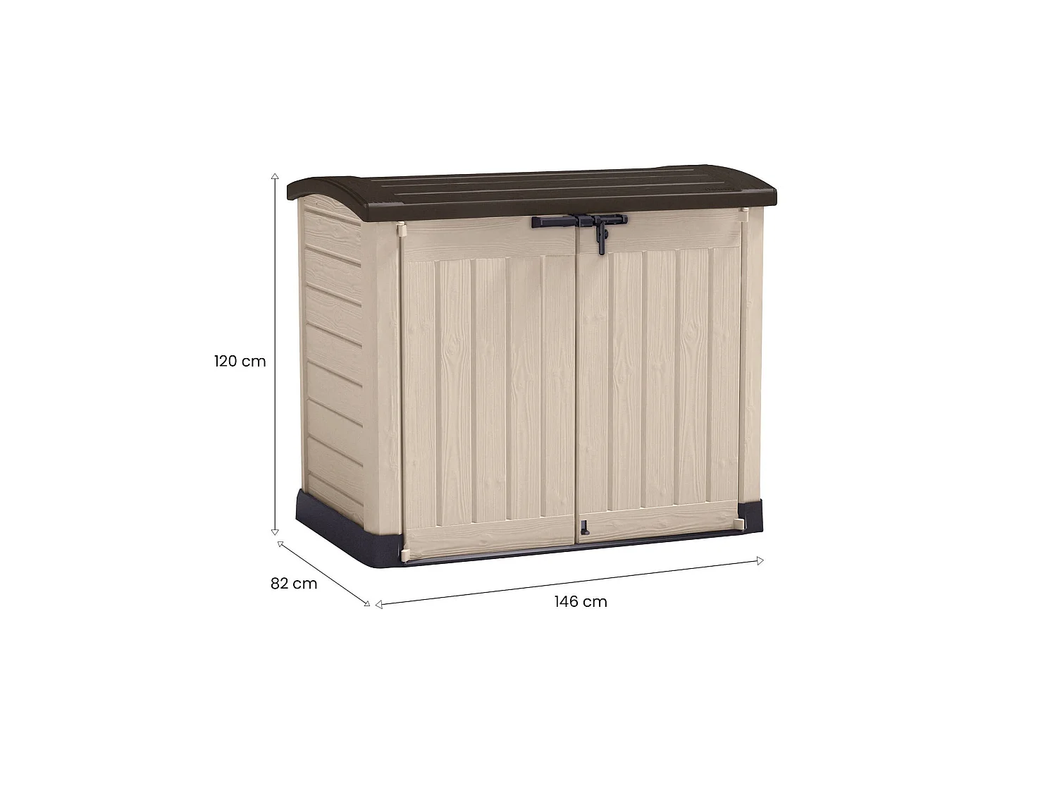 Buitenkast Hinton, één legplank, 146x82x120h cm beige, tuinmeubel, draaideur, 2 deuren