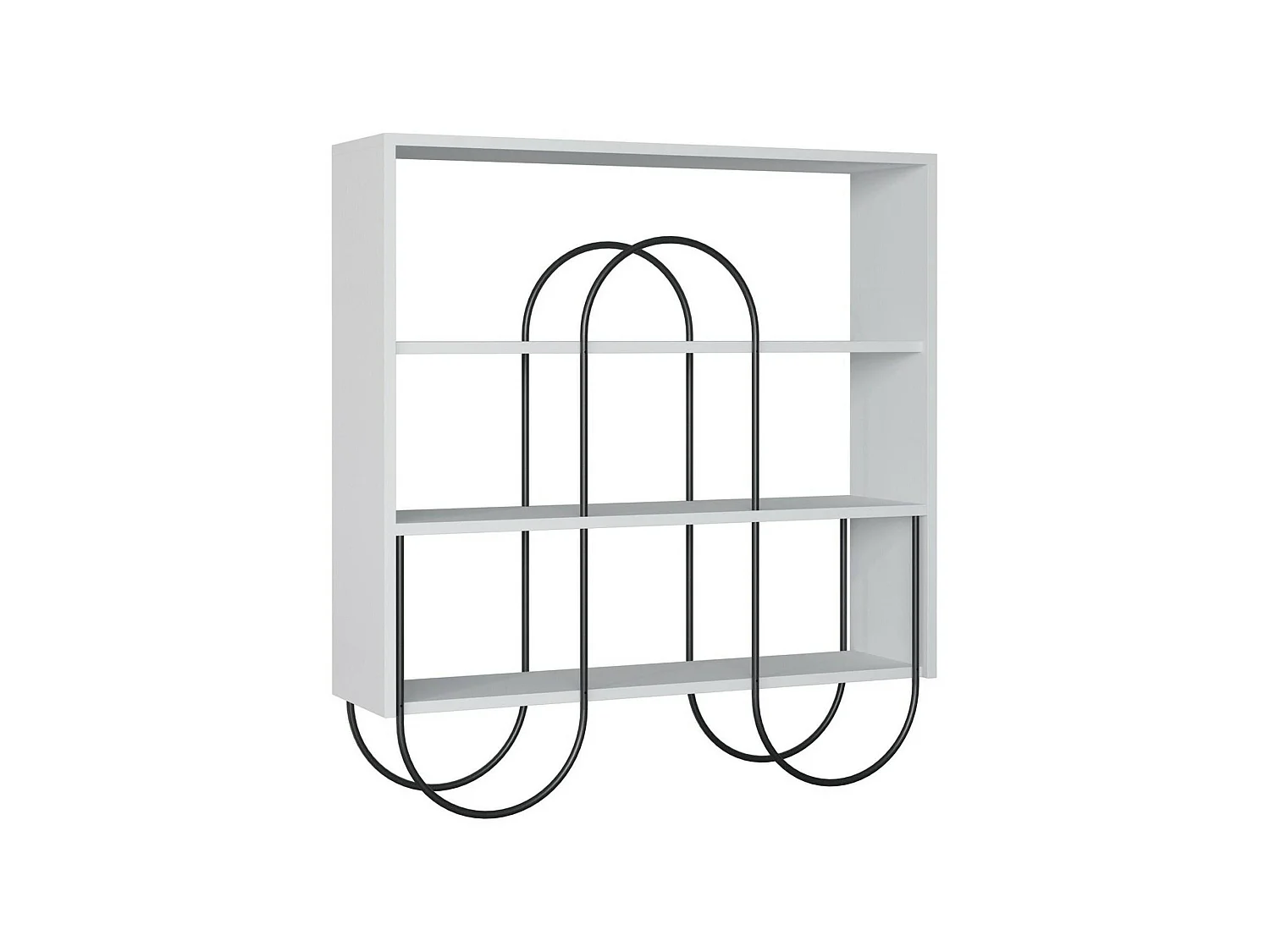 Bücherregal Otis, 2 Ablagen, 96x26x99h cm Weiß, 3 Türen, Wandmontage