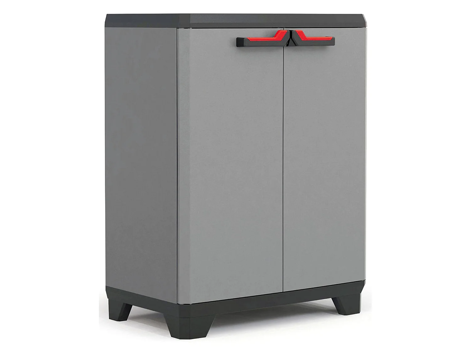 Armario de exterior Cochrane, un estante, Hecho en Italia, 68x39x90h cm gris, mueble de jardín, apertura abatible, 2 puertas