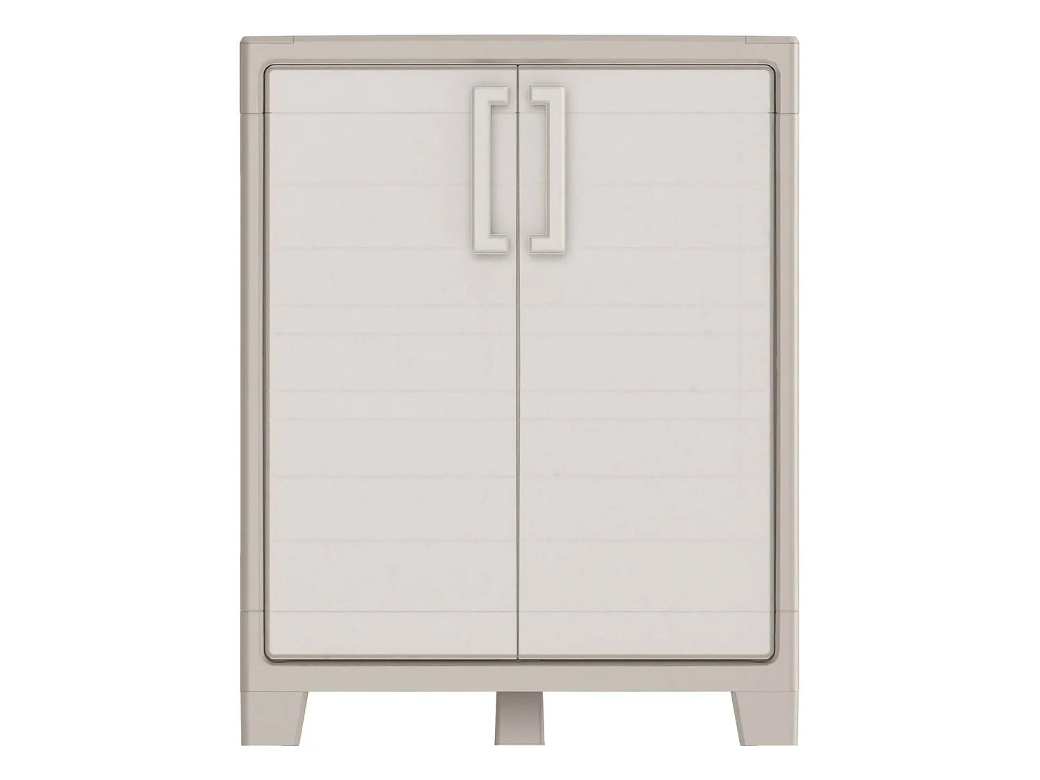 Grimsby buitenkast, 2 planken, gemaakt in Italië, 80x44x100h cm zandbruin, tuinkast, 1 deur, waterdicht