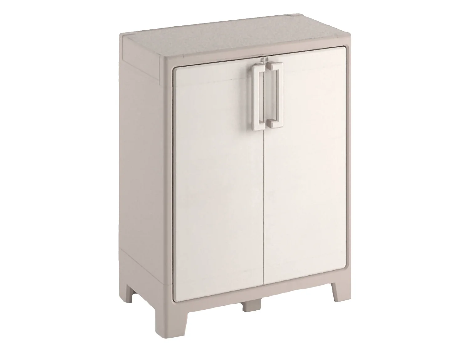 Grimsby buitenkast, 2 planken, gemaakt in Italië, 80x44x100h cm zandbruin, tuinkast, 1 deur, waterdicht