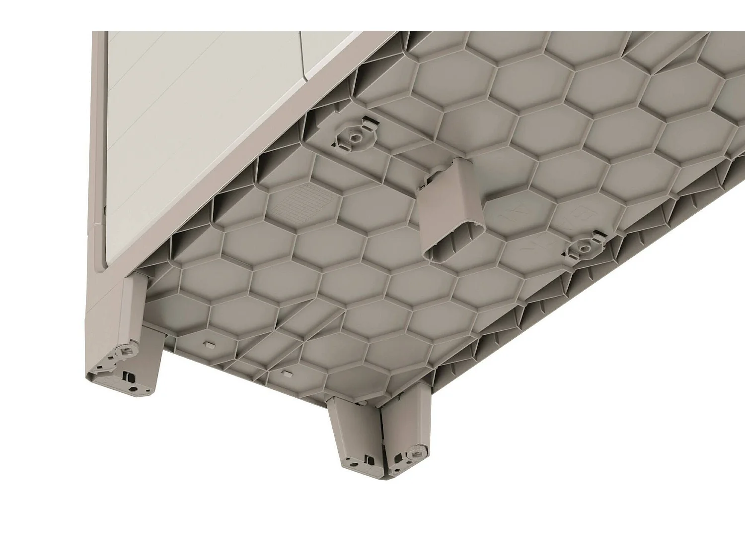 Grimsby buitenkast, 2 planken, gemaakt in Italië, 80x44x100h cm zandbruin, tuinkast, 1 deur, waterdicht