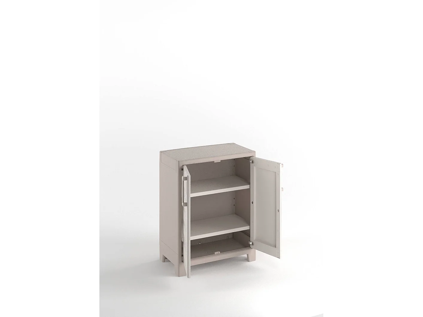 Grimsby buitenkast, 2 planken, gemaakt in Italië, 80x44x100h cm zandbruin, tuinkast, 1 deur, waterdicht