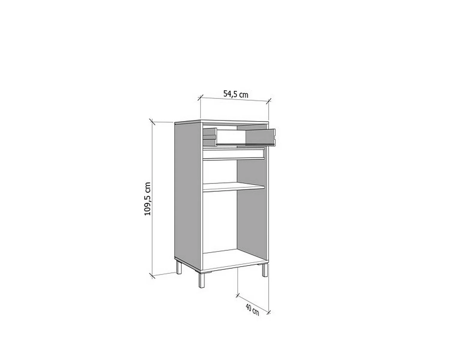 Flurmöbel Pollenza, eine Schublade, 55x40x110h cm Braun Eiche Astknoten, 2 Ablagen, eine Tür