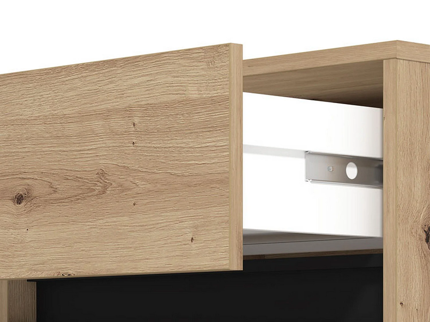Flurmöbel Pollenza, eine Schublade, 55x40x110h cm Braun Eiche Astknoten, 2 Ablagen, eine Tür