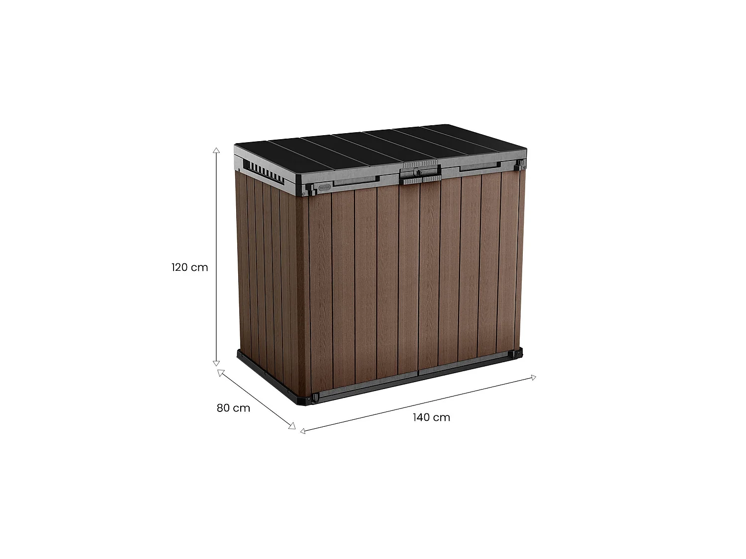 Buitenkast Napanee, één legplank, 140x80x120h cm bruin, tuinkast, 2 deuren, waterdichte gereedschapskast
