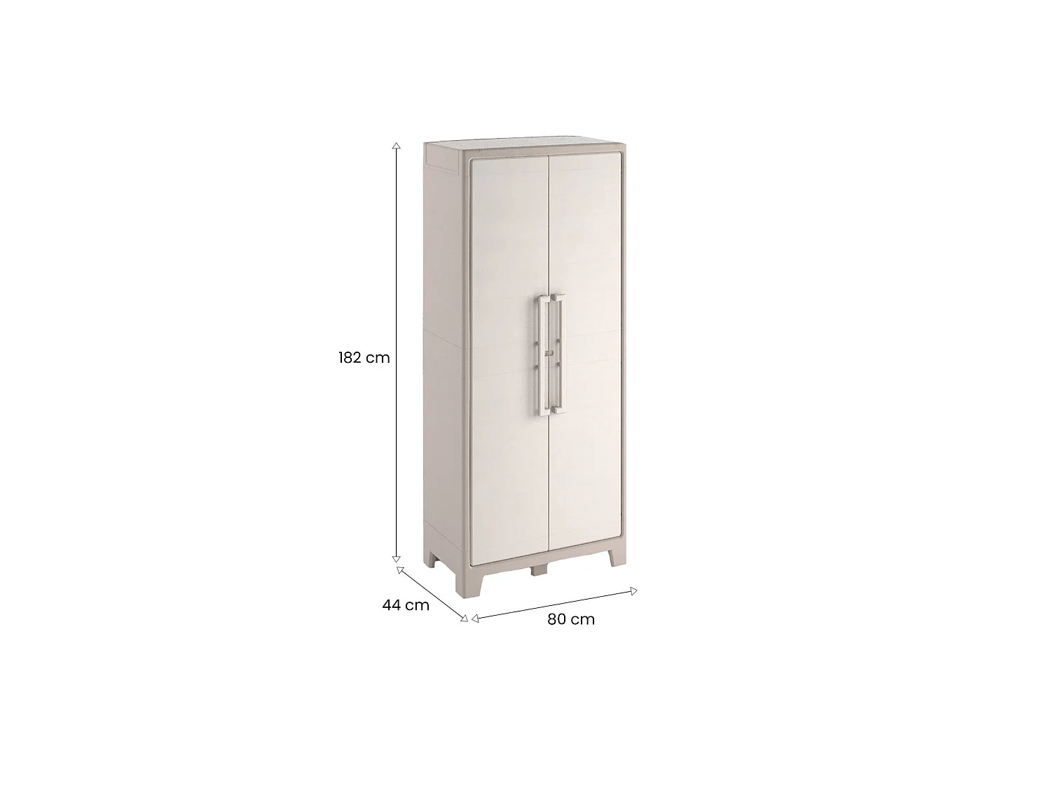 Armário Exterior Grimsby, 4 Prateleiras Fabricado em Itália, 80x44x182h cm Castanho Areia, Armário de Jardim, 1 porta, Impermeável