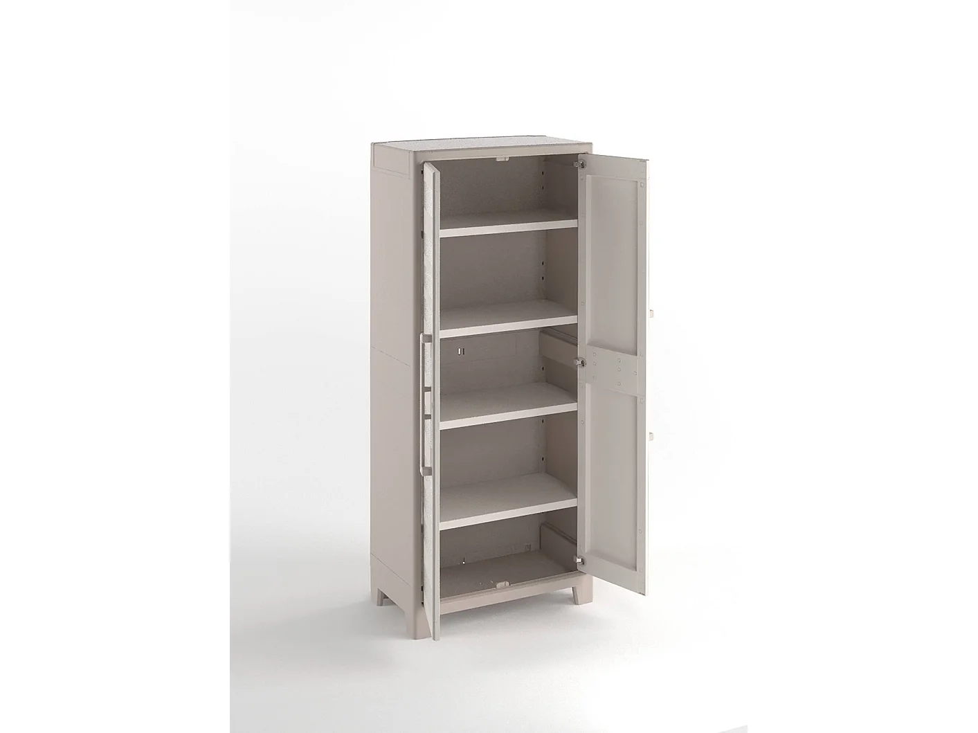 Armário Exterior Grimsby, 4 Prateleiras Fabricado em Itália, 80x44x182h cm Castanho Areia, Armário de Jardim, 1 porta, Impermeável