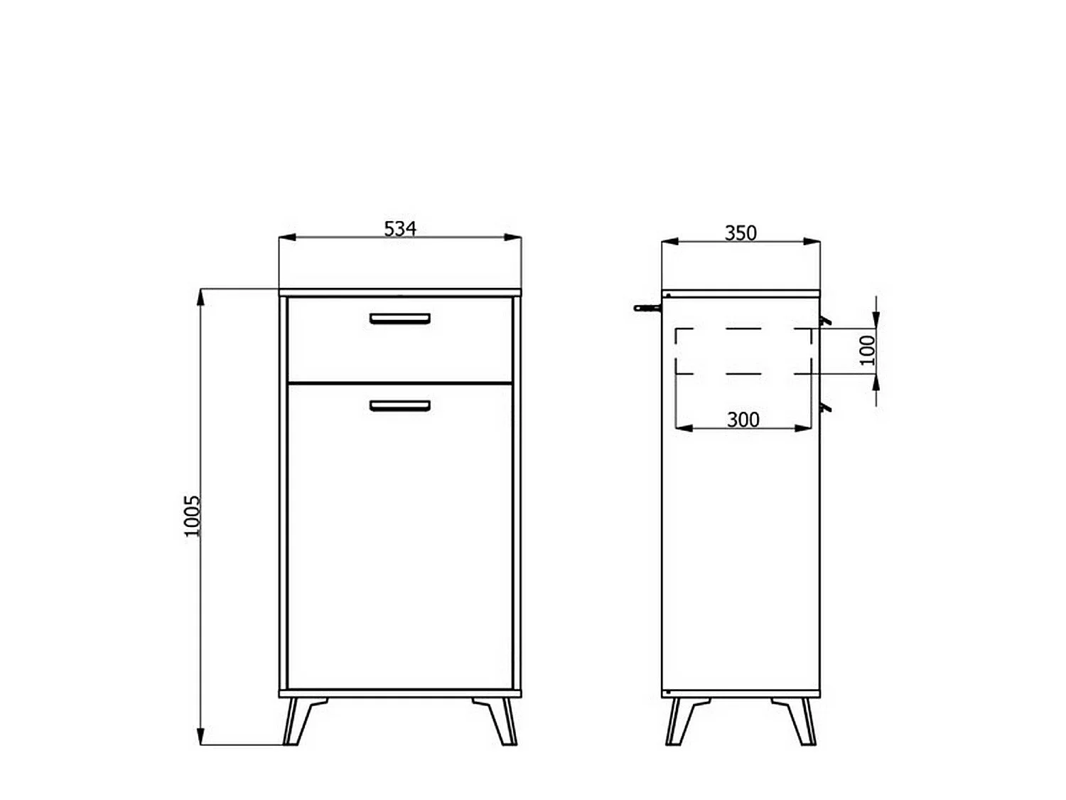 Garderobenschrank Sezzadio, eine Schublade, 54x35x101h cm Eiche Braun, 2 Regale, eine Tür