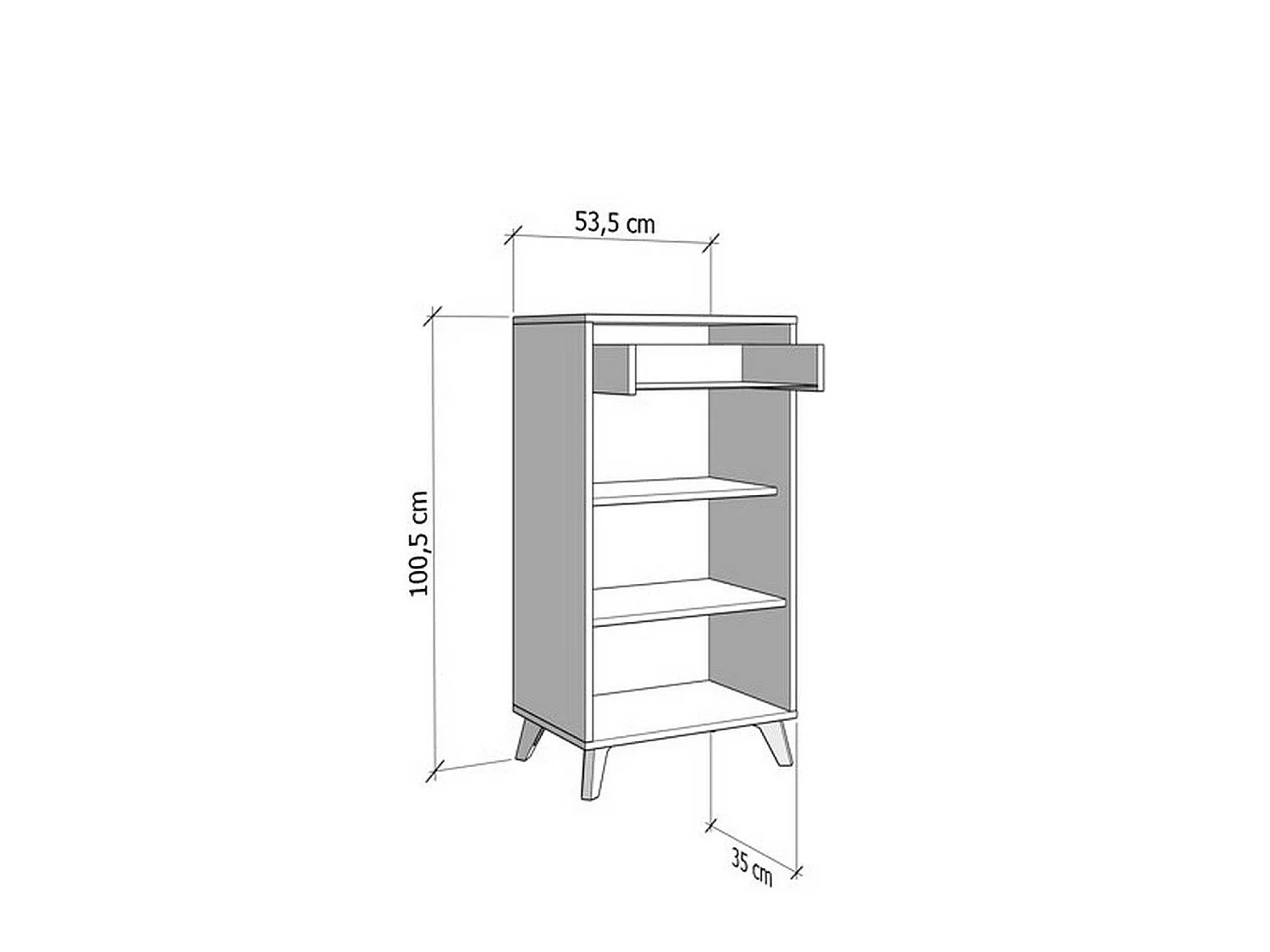 Garderobenschrank Sezzadio, eine Schublade, 54x35x101h cm Eiche Braun, 2 Regale, eine Tür