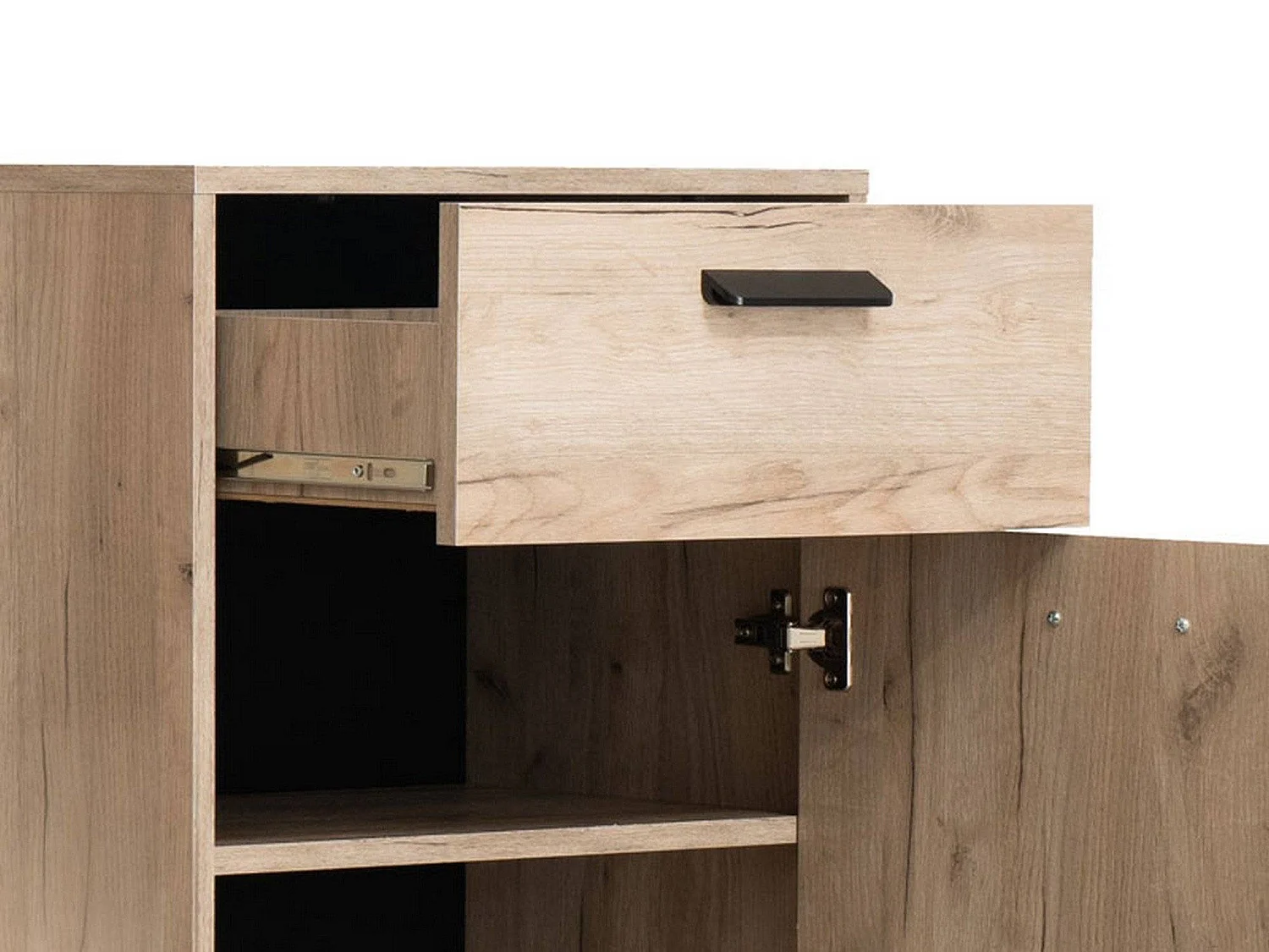 Garderobenschrank Sezzadio, eine Schublade, 54x35x101h cm Eiche Braun, 2 Regale, eine Tür