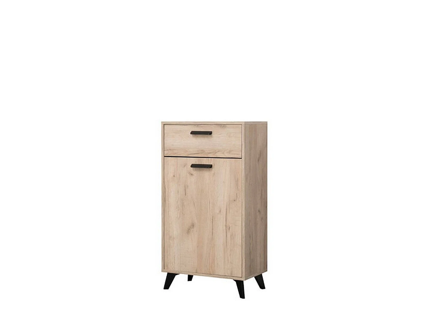 Garderobenschrank Sezzadio, eine Schublade, 54x35x101h cm Eiche Braun, 2 Regale, eine Tür