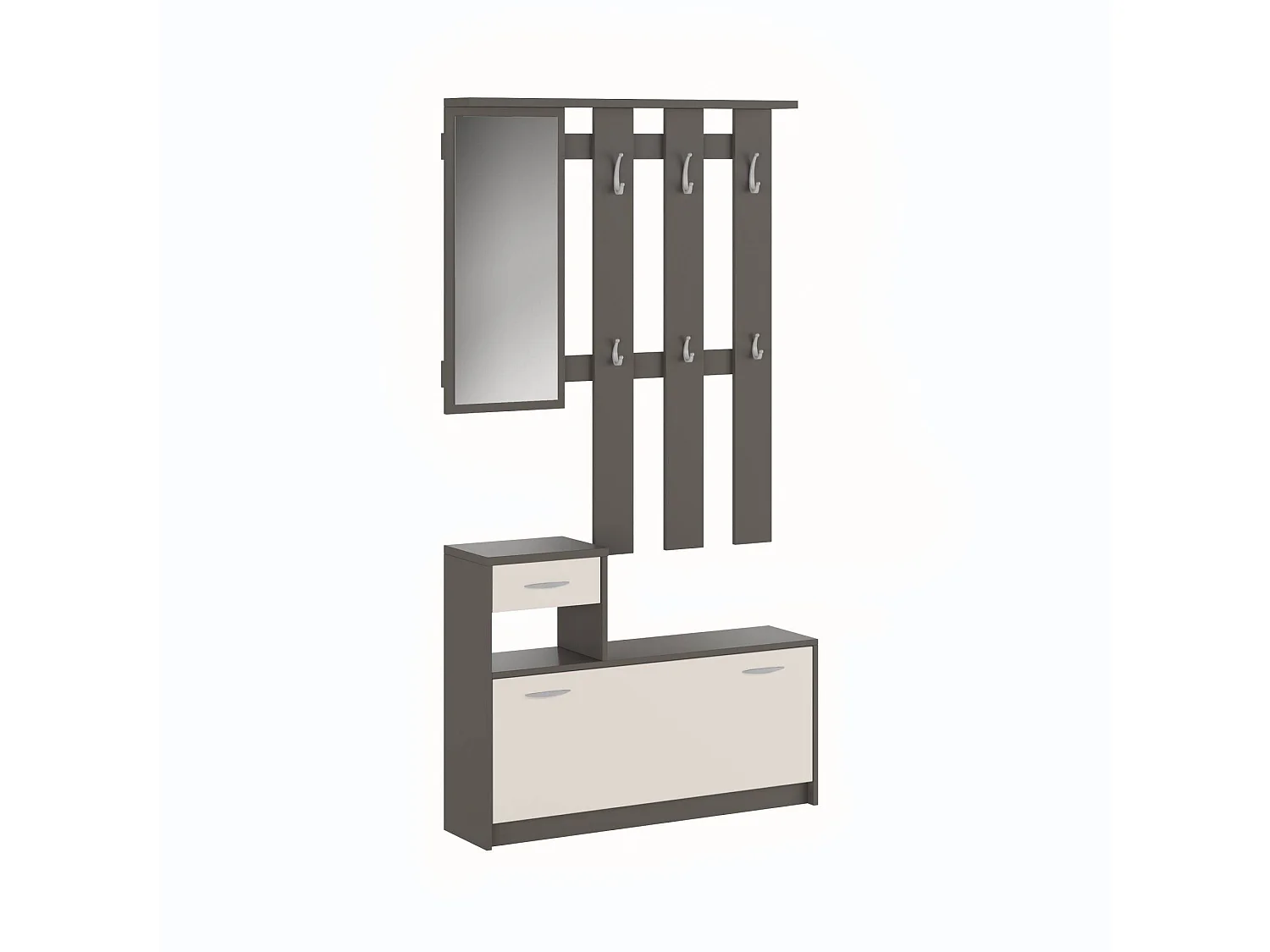 Mueble de Entrada Garolfo, Espejo Incluido, 100x26x190h cm Beige, 8 Pares, 2 Estantes