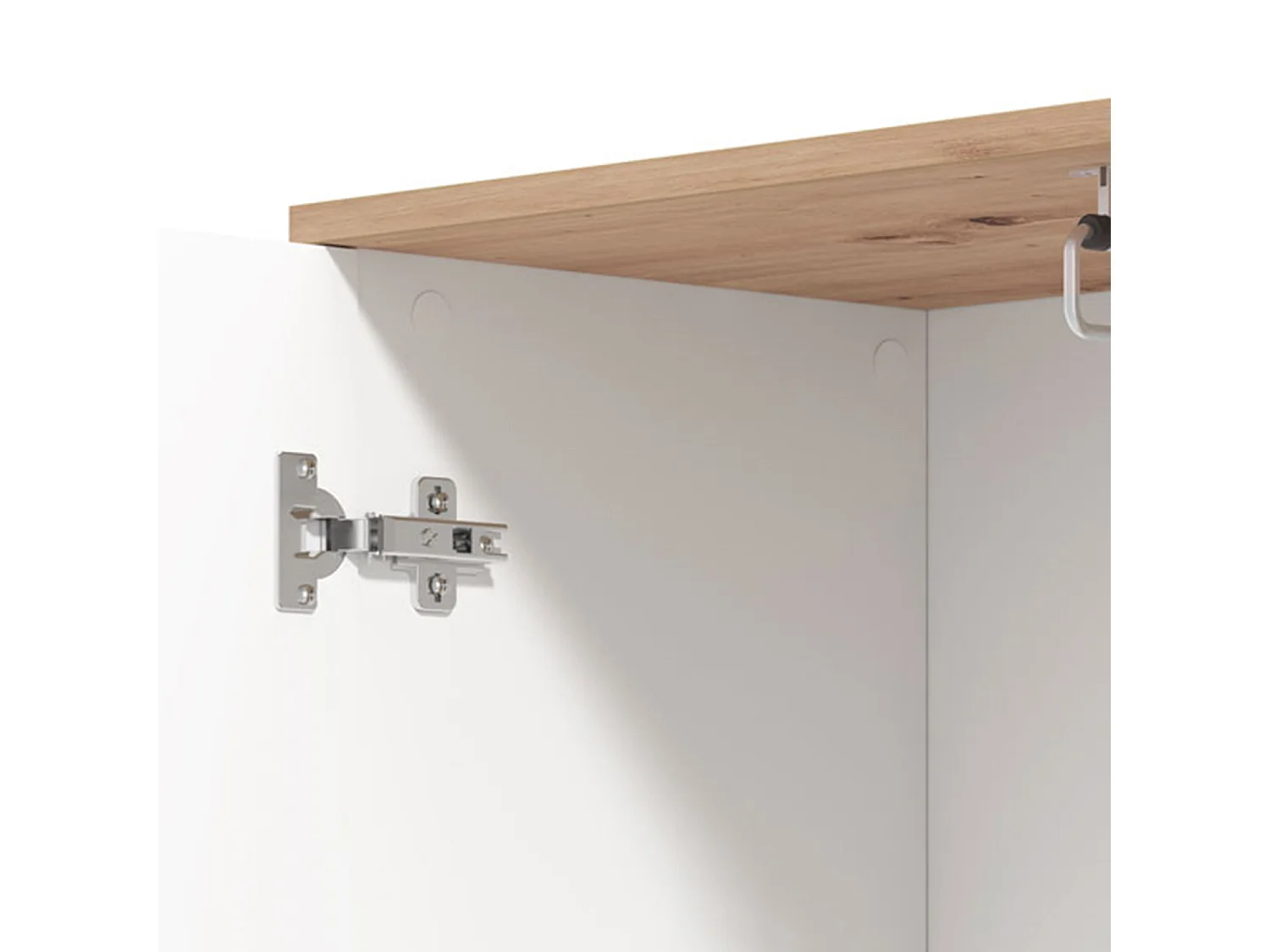 Meuble d'Entrée Raroto, Miroir Inclus, 116x35x197h cm Blanc, 4 Étagères, Porte-manteau
