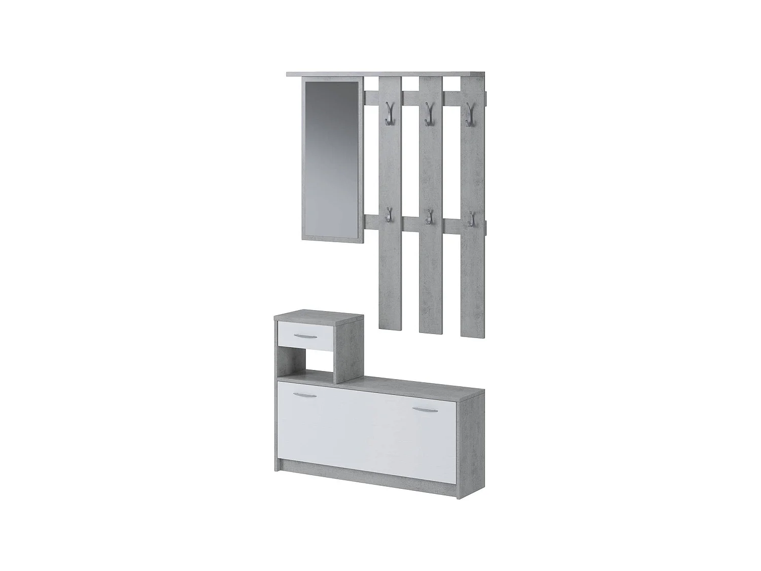 Mueble de entrada Garolfo, espejo incluido, 100x26x190h cm blanco, 8 pares, 2 estantes