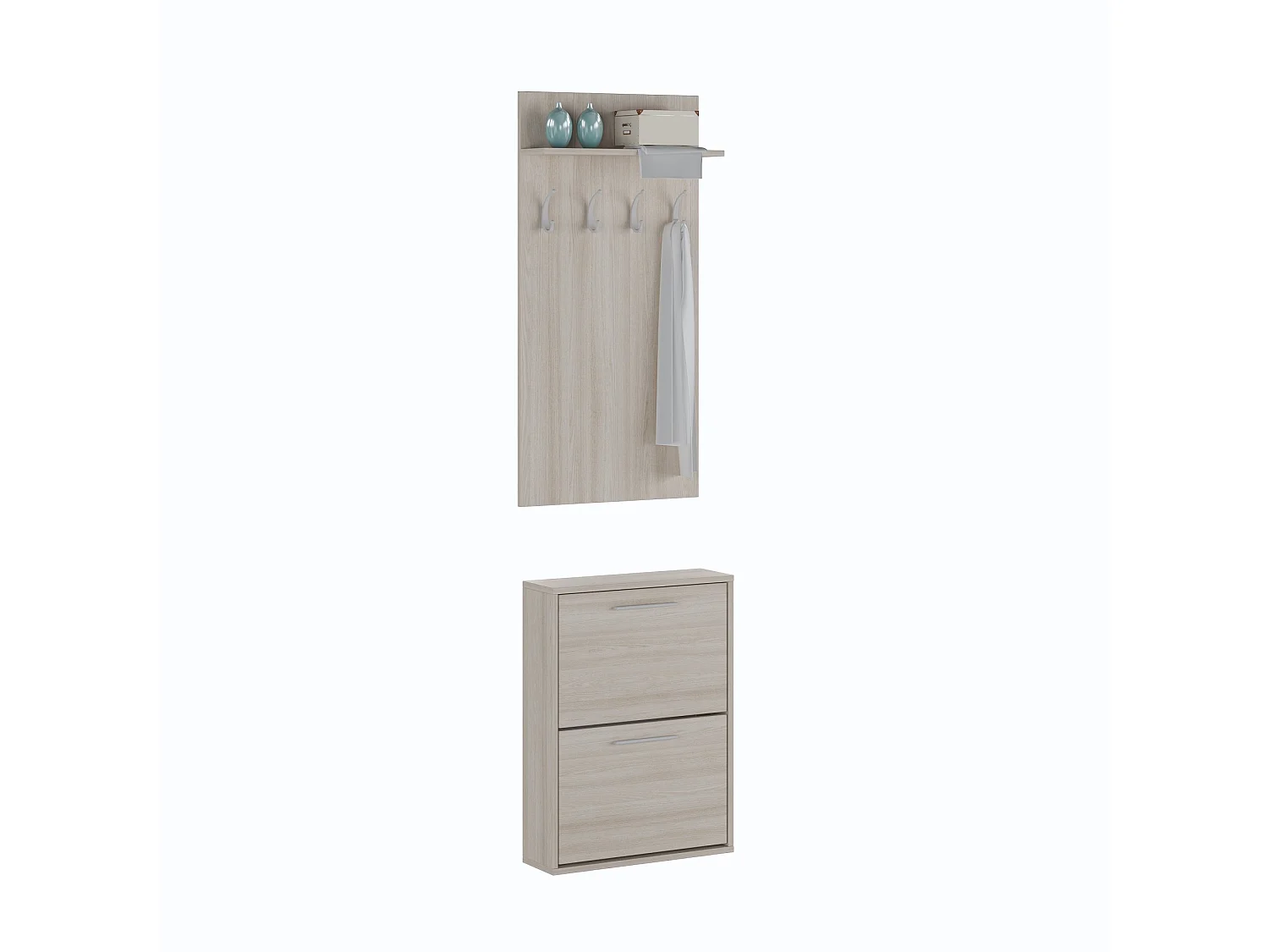Eingangsmöbel Sestola, Garderobe, 54x28x181h cm Ulmenbraun, Klappöffnung, 2 Türen