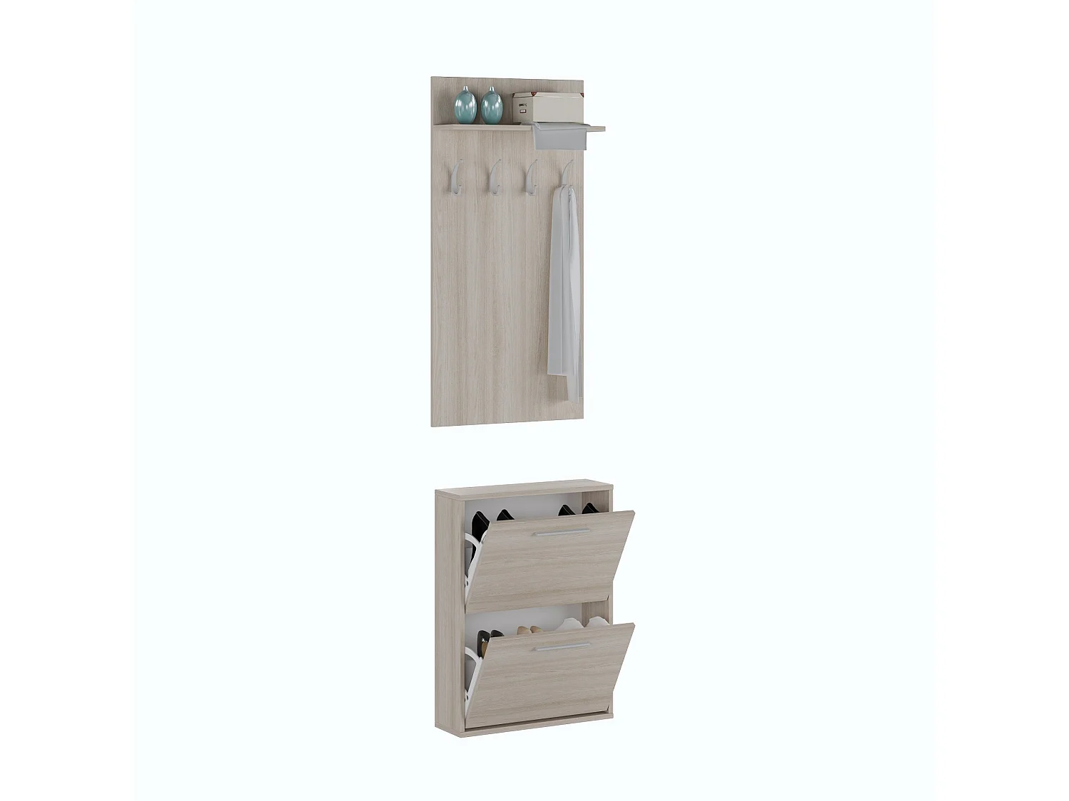 Eingangsmöbel Sestola, Garderobe, 54x28x181h cm Ulmenbraun, Klappöffnung, 2 Türen