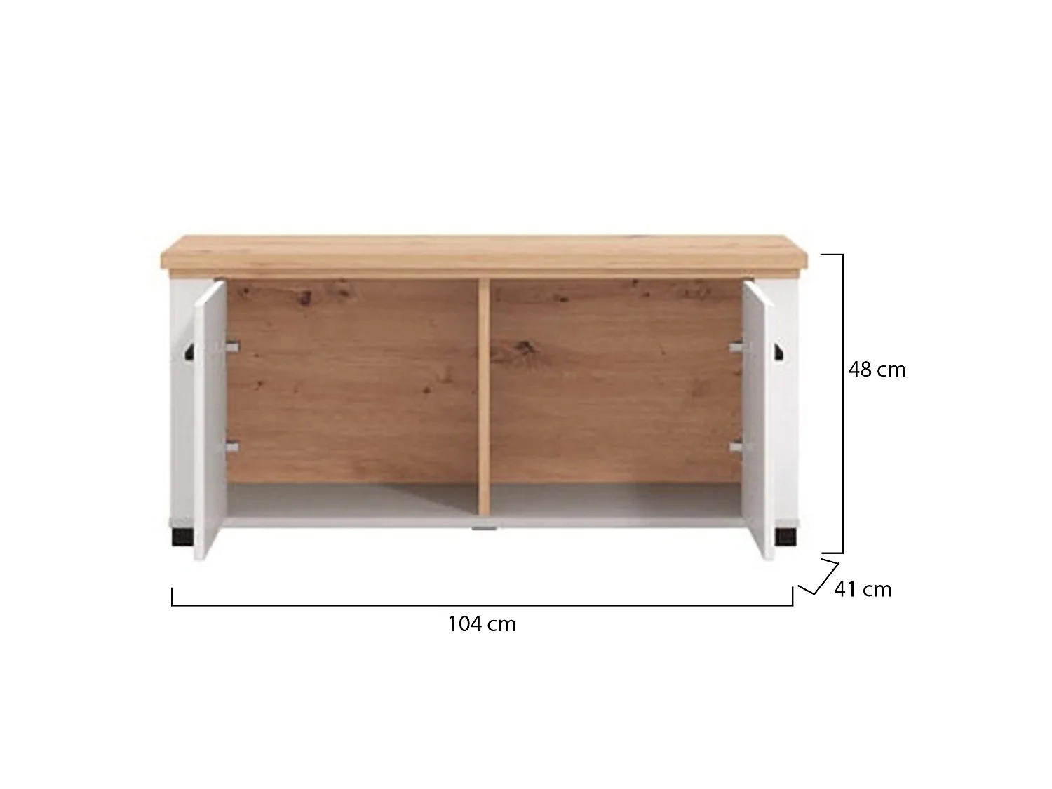 Eingangsmöbel Menfi, ein Regal, 104x41x48h cm mattweiß, 2 Türen, 2 Fächer