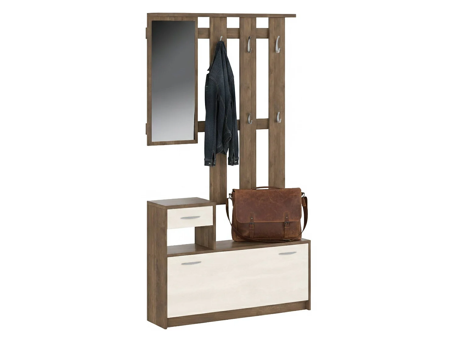 Mobile da Ingresso Garolfo, Specchio Incluso, 25.5x100x190h cm Bianco