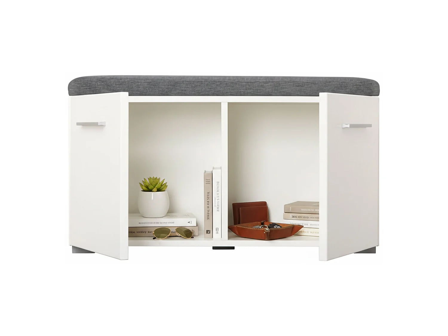 Eingangsmöbel Cannole, 1 Ablage, 79x35x45h cm, Weiß, 2 Türen, 2 Fächer