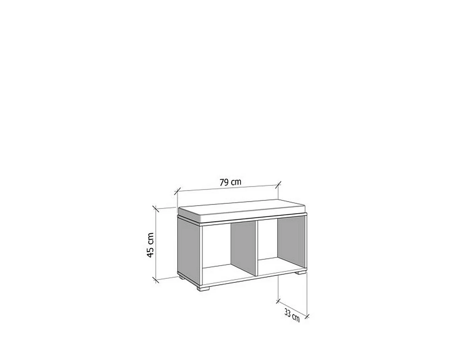 Eingangsmöbel Cannole, 1 Ablage, 79x35x45h cm, Weiß, 2 Türen, 2 Fächer